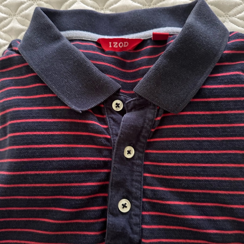 Izod Black and Pink Striped Polo